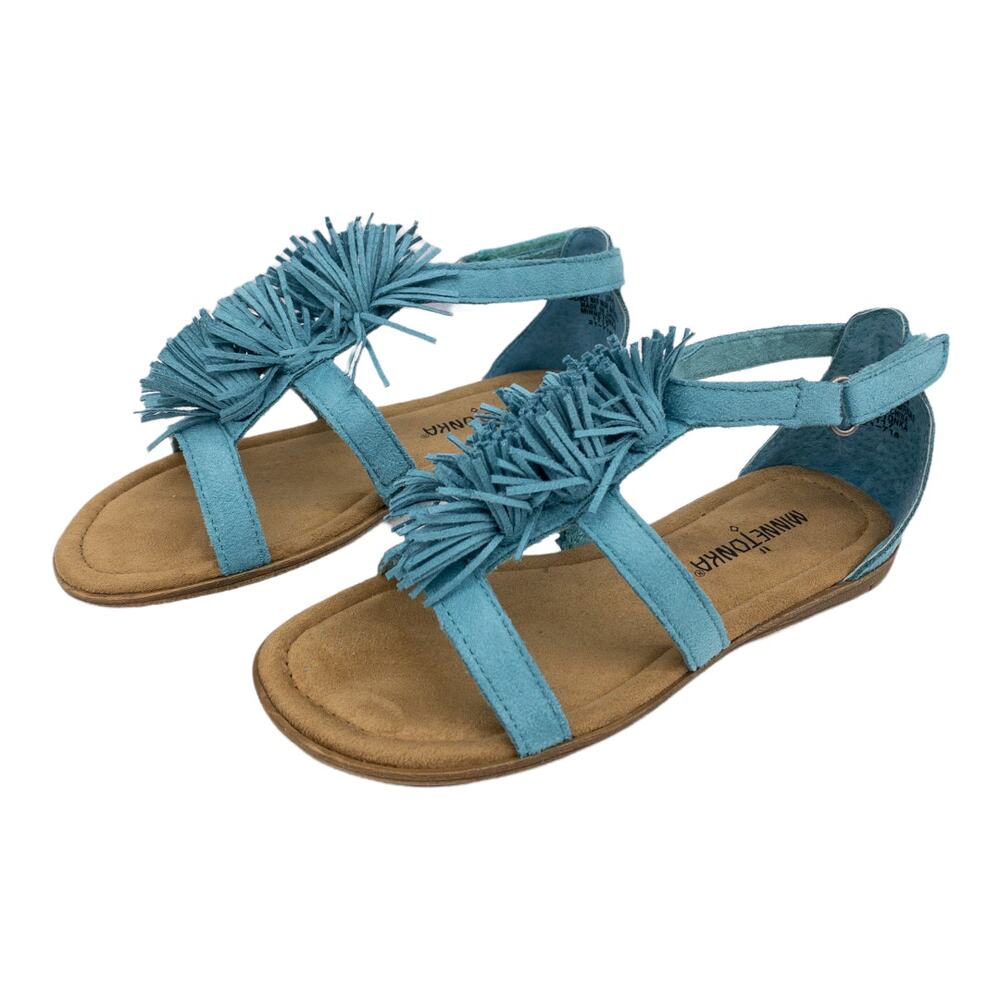 Minnetonka Eloise Strappy Sandal Girls Sz 2 Turquoise Blue NWT